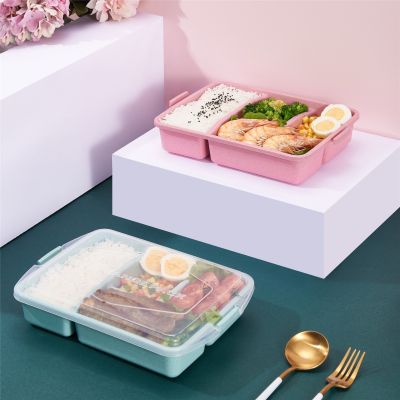 ◄ Lunch Box 3/4 Compartment Microwavable Food Storage Boxs Kids Children School Kindergarten Office Sealed Lunch Box Portable