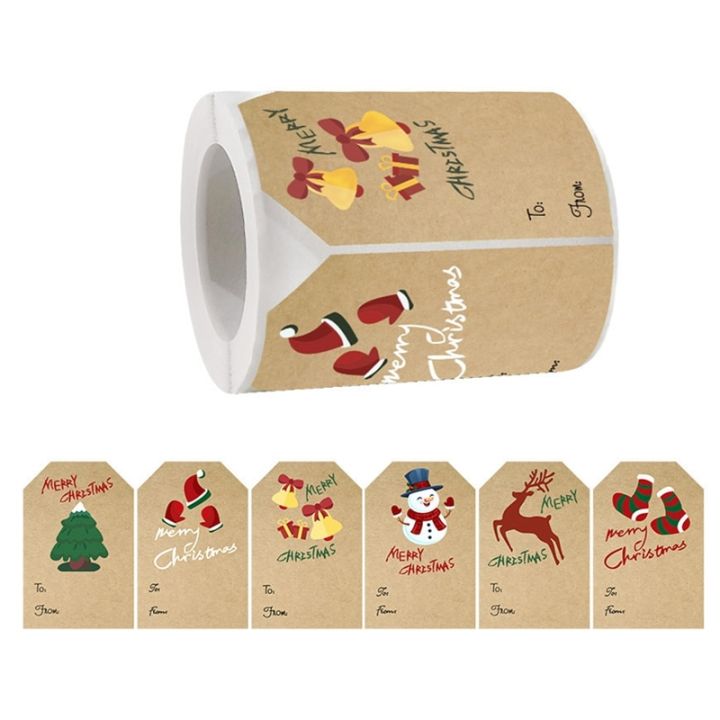 christmas-snowman-adhesive-labels-stickers-decoration-kraft-paper-scrapbooking-seal-thank-you-stickers-stationery-supplies-stickers-labels