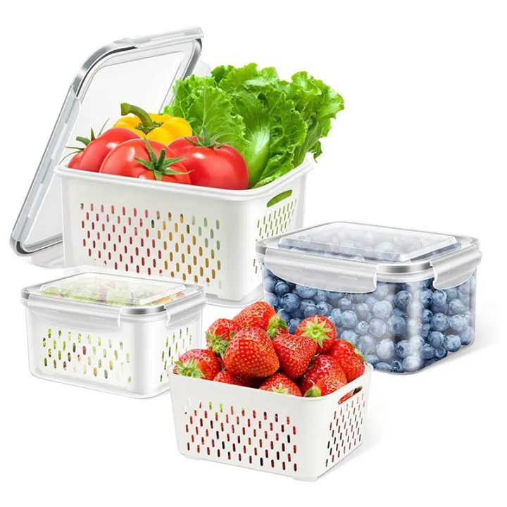 Fresh Food Containers for The Fridge, 3 Pieces of Vegetables, Fruit
