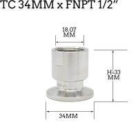 แคลมป์ Tri สแตนเลส25.4มม. 34มม. 50.5มม. 64มม. Xnpt อะแดปเตอร์ตัวเมีย Tc Tri Clamp ส่วนหญิง Fiting Pipa Ss304