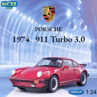 WELLY 1:24 1974 Porsche 911 Turbo 3.0 Sports Car Red Simulation Alloy Car Model Craft Decoration Collection Toys Tools Gift B57 Die-Cast Vehicles