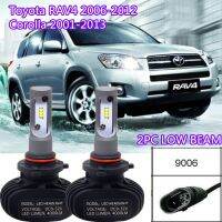 2Pc 9006ไฟหน้ารถมอเตอร์ไซค์แบบ LED หลอดไฟลำแสงต่ำสำหรับ Toyota RAV4 2006-2012 Corolla 2001-2013อุปกรณ์เสริม