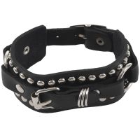 R0Fashion Punk Rivet Stud Fashion Unisex Leather Belt Bangle