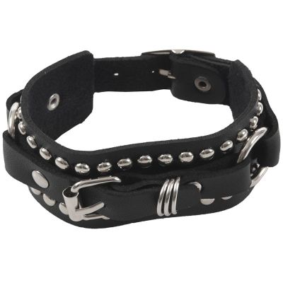 Fashion Punk Rivet Stud Fashion Unisex Leather Belt Bangle Bracelet