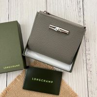 ของแท้100%พร้อมส่งที่ไทย?Longchamp ROSEAU Compact wallet - Grey งานชอป