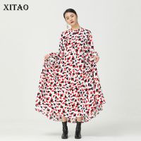 XITAO Dress Loose Long Sleeve Women Casual Print Dress