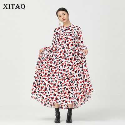 XITAO Dress Loose Long Sleeve Women Casual Print Dress