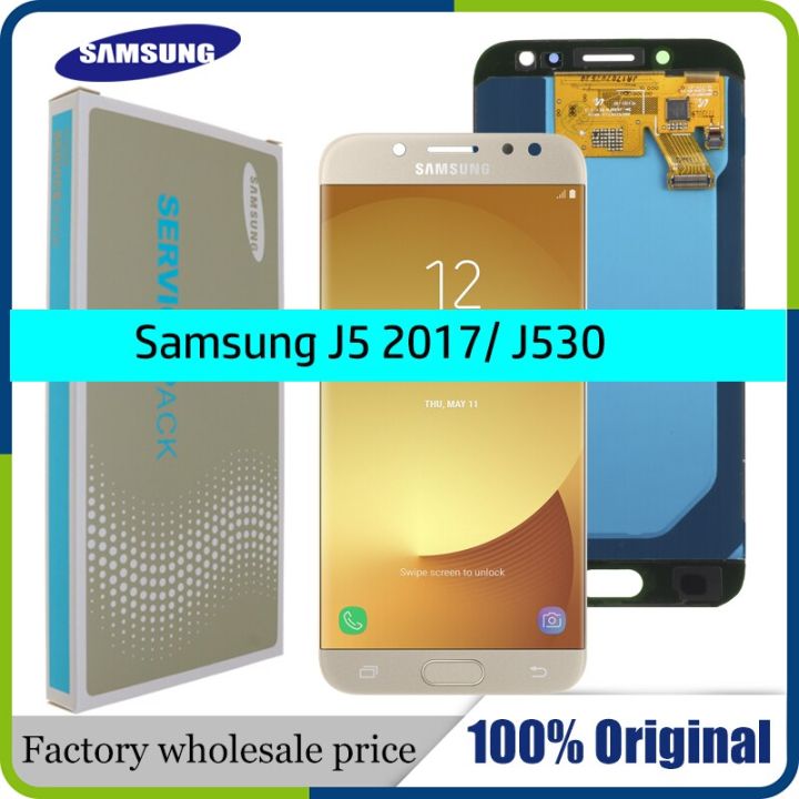 อะไหล่100-super-amoled-ขนาด5-2นิ้วสำหรับ-samsung-galaxy-j5-j530-j530f-ประกอบดิจิไทเซอร์หน้าจอสัมผัส