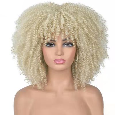 African Curly Wig Fashion Comfortable to Wear Resilient Strong Remodeling Healthy Makeup Tool Environmentally-friendly African Curly Hair Women Wig for Daily Life dbv