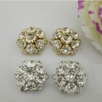 【cw】 5pcs Round Clear Rhinestone Button Shank For Sewing Craft 28mm