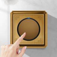 ✁✱❡ EU High-end vintage bronzer button wall light switchAntique aluminum alloy brushed panel with LED indicator switch220V on off