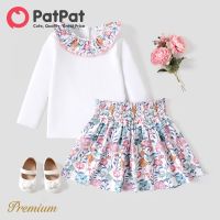 PatPat 2ชิ้นชุด Balita Perempuan Smocked หรูหราพร้อมลายดอกไม้