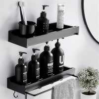 Bathroom Shelf Shower Storage Rack Holder With Towel Rod Shampoo Tray Stand No Drilling Floating Shelf Organizer полка для ванно