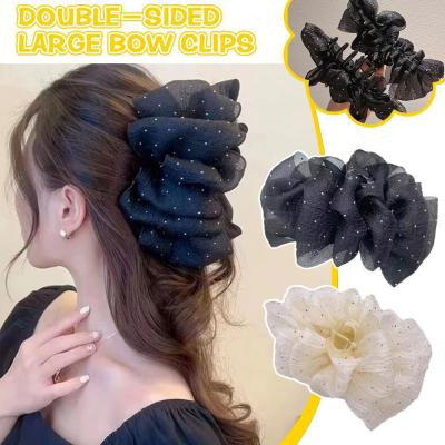 Fashion Headwear Cloud Bubble Hair Clip Double Sided Gauze Bow Elegant Hair Claw Women Headwear Large Hair Clips