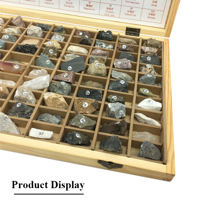 ตัวอย่างแร่หินและฟอสซิลสำหรับการทดลองทางวิทยาศาสตร์ในโรงเรียนประถมศึกษาชั้นประถมศึกษาปีที่4-24-42-100ตัวอย่างทางภูมิศาสตร์ธรณีวิทยาและแร่