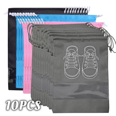 10/5pcs Shoes Storage Organizer Bags Nonwoven Portable Travel Closet Bag Waterproof Pocket Clothing Drawstring Hanging Bag