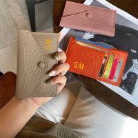 Genuine Leather Women Card Holder Fashion Mini Purse Envelope Woman Wallet Ultra-thin Ins Credit Card Case Korean Japan 2023 Card Holders