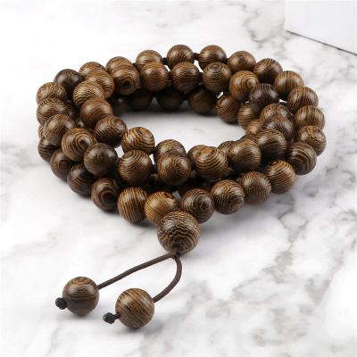 10mm Wooden Bead Bracelets 108 Beads Sandalwood Buddhist Bangles Prayer Rosary Mala Necklaces Charm Jewelry Gifts for Men Women