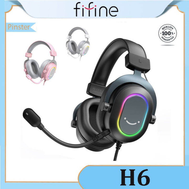Fifine H6 ชุดหูฟังเล่นเกม แบบใช้สาย พร้อมไมโครโฟน ไฟ RGB 7.1 | Lazada.co.th
