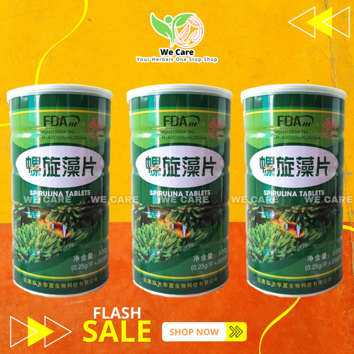Spirulina Tablets FDA Approved (2000 Tablets) (3 Cans) Lazada PH