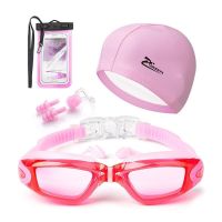 Goggles unisex adult hd myopia flat anti-fog conjoined earplugs big box swimming goggles children glasses