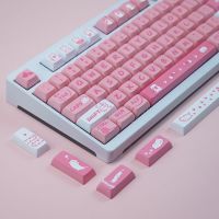 Custom Pink Cat Theme DYE-Sub PBT Keycaps XDA Profile Keycaps For Cherry Gateron MX Switch Mechanical Keyboard US And UK Layout