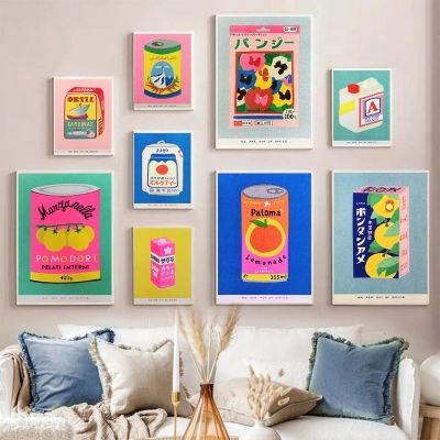 ◆ หมึกพิมพ์ลายดอกเชอร์รี่สีชมพูญี่ปุ่น,ภาพวาดศิลปะบนผนังมะเขือเทศซาร์ดีนบรรจุกระป๋องโปสเตอร์นอร์ดิกที่ตกแต่งบ้านในครัวพิมพ์ภาพ
