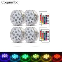 Waterproof IP68 Under Water Light Hookah 10 LED Remote Control RGB Submersible Light Pool Light For Vases Garden Party Decor