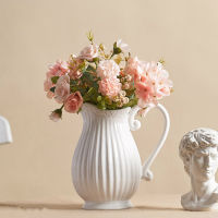 Country Style Creativity Desktop Vase Vintage White Jug Vase Garden Watering Ceramic Kettle Flower Vase Pot Home Decor Crafts