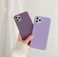 [Phone case]สีม่วง Matte Soft Tpu เคสโทรศัพท์สำหรับ IPhone 13 12 Pro Max 7 8 Plus11 Pro X XS Max XR สีทึบป้องกันกรณีปกหลัง