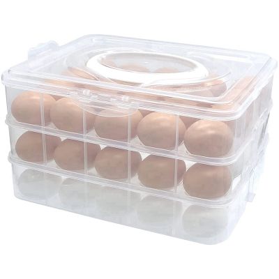 Egg Holder for Refrigerator,3-Layer Deviled Egg Containers with Lid,Deviled Egg Platter Carrier with Lid