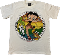 เสื้อยืดการ์ตูน เบ็ตตี้ บู๊พ (Betty Boop) สไตล์วินเทจ สีขาว ผ้าฝอก (M/L/XL)