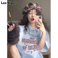 Laz Nigori เสื้อยืดพิมพ์ลายแขนสั้น2023อเมริกันแบบใหม่มีดีไซน์เรียบง่าย