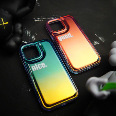 เคสโทรศัพท์ iphone มัส ins gradient laser English for Apple 14ProMax phone case iPhone1311