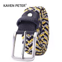 ☸❅  Men Knitted Elastic Pin Buckle Mixed Color Webbing Woven Canvas Braided Stretch Belts Tactical