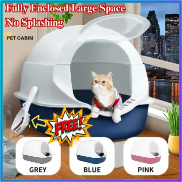 Anti-splash Semi-enclosed Kitten Litter Box Big Space Toilet
