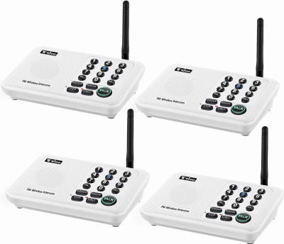 Wuloo Intercoms Wireless for Home 5280 Feet Range 10 Channel 3 Code, Wireless Intercom System for Home House Business Office, Room to Room Intercom, Home Communication System (4 Packs, White) 4 Packs-White