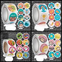 hot！【DT】✟  500pcs/ roll 1inch Round Cartoon stickers for kids Teacher Reward Encourage Sticker Office label