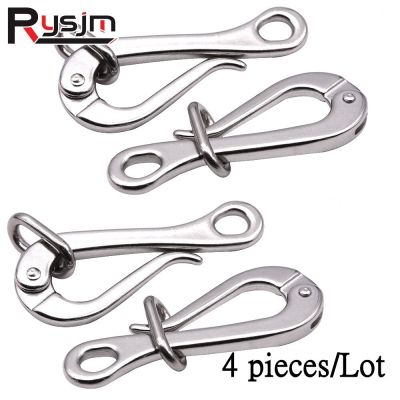 4pcs/2pcs 100mm Crane Hook Pelican Hook Eye with Quick Release Link Stainless Steel 316 Marine Hardware Boat Accessories