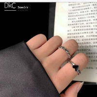 DKC เครื่องประดับ Retro Black Love 2 Spcs/ ชุดแหวนแฟชั่นรูปหัวใจ2Spces/ชุดแหวนเปิดสำหรับเครื่องประดับสตรี