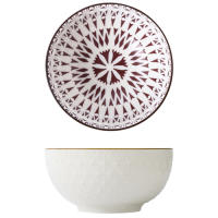 6 Inch Bowl Ceramic Pattern Relief Noodle Rice Soup Dessert Tableware Embossed Non-slip CZY1005