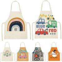 Cute Car Rainbow Kichen Apron Adult Children Household Cleaning Antifouling Accessories Halloween Cartoon Print Cooking Aprons Aprons