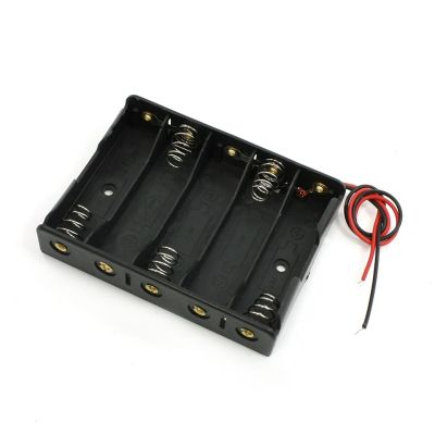 5 x 1.5V AA Battery Slot Holder Case Box Wire Black