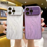 HOCE เคสโทรศัพท์แบบลายไม้สำหรับ iPhone 14 Pro Max 13 12 11pro 14Plus ฝาครอบกันกระแทกกรอบชุบโลหะด้วยไฟฟ้าเพื่อการป้องกันกล้อง