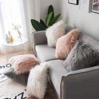 Soft Comfortable Fluffy Solid Plush Square Sofa Cushion Cover Modern Throw Pillow Case Car Sofa Home Decor Supplies 45*45cm