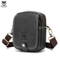 BULLCAPTAIN Mens Genuine LeatherFashion Casual Mini Shoulder Messenger Bag Multifunctional Sports Cowhide Belt Bag For Man