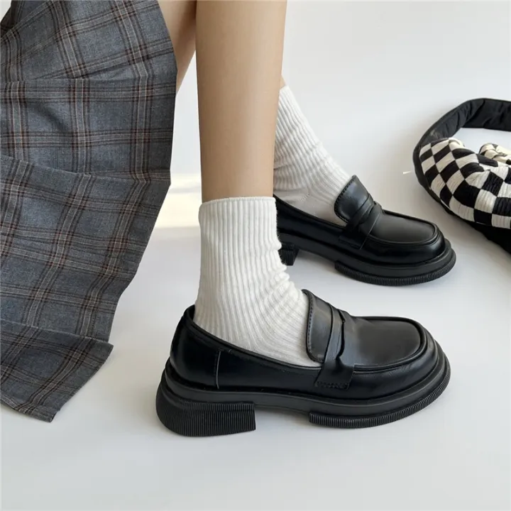 TAVIMART  -  Black Thick-Soled Mary Jane Shoes Women Summer Korean Style Retro Sweet Cool Casual All-matching Solid Elegant Uniform Shoes