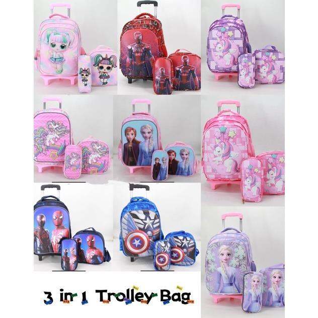 School trolley bag 16inch KIDS CHARACTER TROLLEY BAG PACK SET Lazada PH