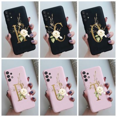 Phone Case For Samsung Galaxy A32 A 32 4G 5G Case Black Pink Flower Alphabet Letters Slim Soft Cover For Samsung SM-A325F Coque