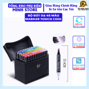 Bộ bút dạ 2 đầu 48 cây cao cấp kèm túi đựng Marker Touch Cool Set bút màu